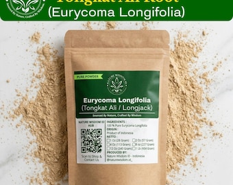 Polvo de raíz de Tongkat Ali orgánico - Extracto de Eurycoma Longifolia (Longjack, Ginseng malayo)
