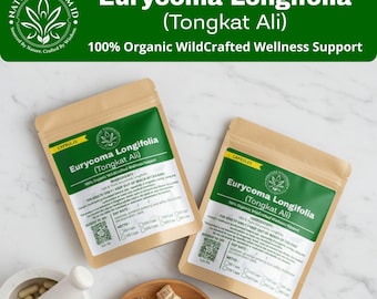 Biologische Tongkat Ali-wortelextractcapsules | Kruidensupplement Eurycoma Longifolia | Wildgemaakt, veganistisch en vrij van toevoegingen