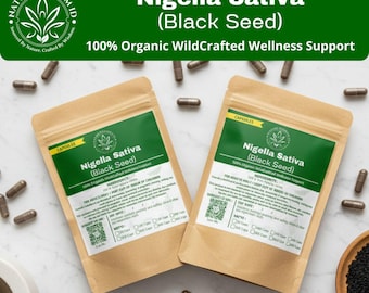 Organic Nigella Seed Capsules | Nigella Sativa Herbal Supplement | Black Cumin Extract | Wildcrafted, Vegan & Additive-Free