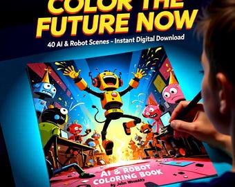 Barnaktivitetsbok - Robo Ziggy målarbok, tidig utbildning, barns känslor, e-bok för barn, presentkort, direktnedladdning i PDF-format