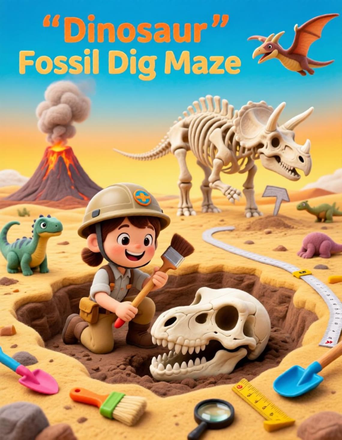 Dinosaur Fossil Dig Maze Book for Boys Girls, English, Maze Puzzles ...