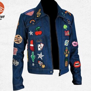 Taron Egerton Elton John Rocketman Denim Jacket, Blue Star Patches Cosplay Costume