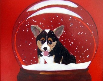 corgi snow globe