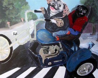 pug on a motorcycle