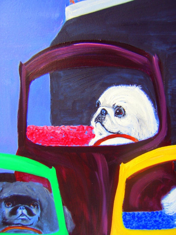 English Foto impresión Perro Pequinés Niña Arte