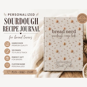 Personalisiertes Sauerteig Back Journal | Benutzerdefinierte Hardcover Brot Bäcker Geschenk | Brot Back Logbuch