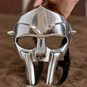 MF DOOM Mask, Forged Steel Face Armor, Handmade Madvillain Helmet, Medieval Gladiator Costume, Gothic Cosplay, LARP Accessory Gift for Him