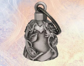 Heart with Rose 3-D Motorcycle Bell, for Good Luck Charm, Light Weight