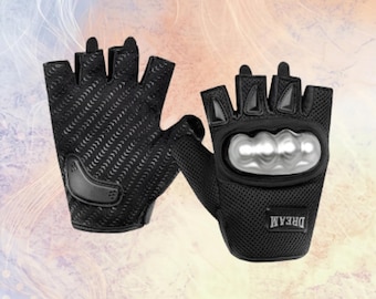 Men Fingerless Mesh Fabric Glove Mould Protection