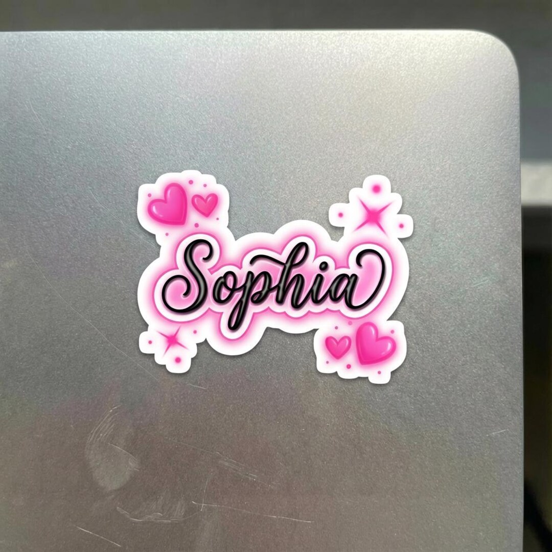 Personalized Retro Heart Name Sticker Custom Stickers for Water Bottle ...