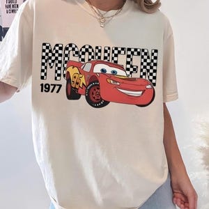 Retro Disney Cars Shirt, Checkered Lightning McQueen Shirt, Cars Sally Shirt, Disney Family Trip Shirts, Disneyland Vacation Tee, Tow Mater image 3