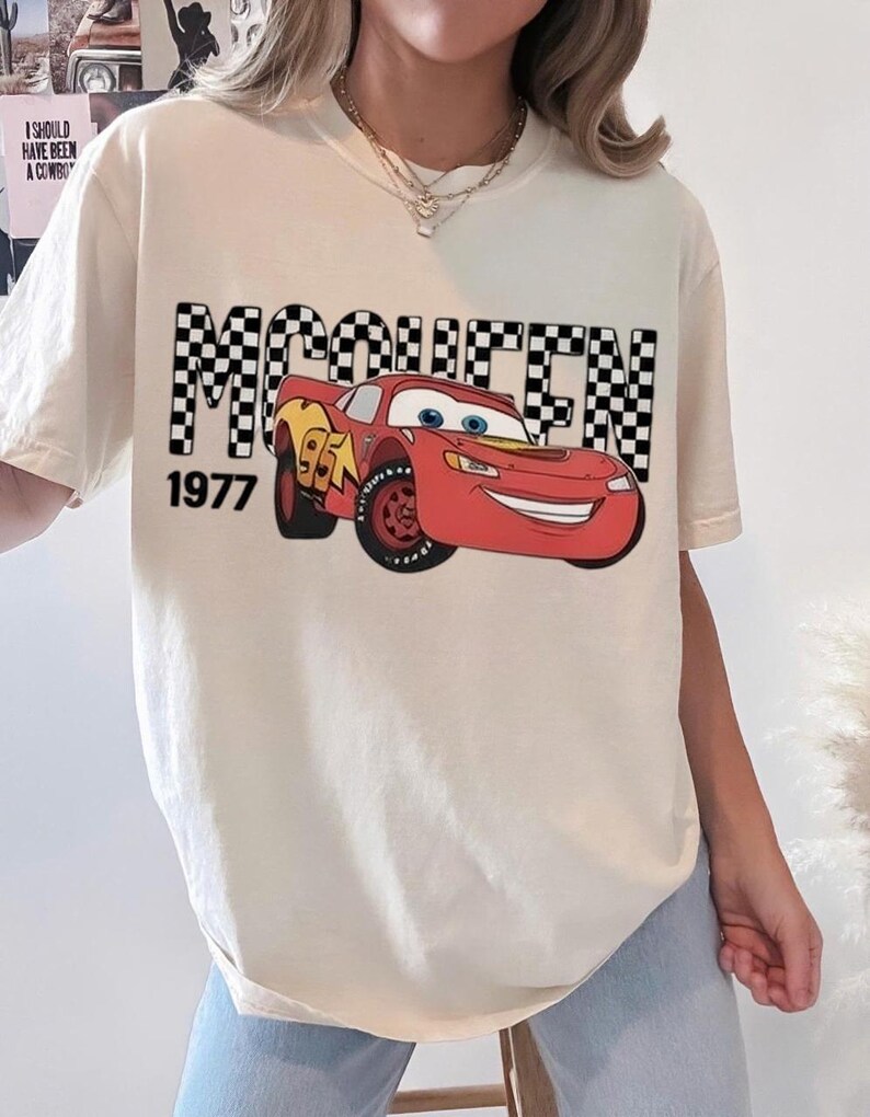 Retro Disney Cars Shirt, Checkered Lightning McQueen Shirt, Cars Sally Shirt, Disney Family Trip Shirts, Disneyland Vacation Tee, Tow Mater image 3