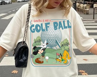 Retro Mickey Minnie Epcot Golf Ball Shirt, Retro Disney Epcot Tour Tee, Mickey Minnie Play Golf Shirt, Dad and Son, Father Day Gift
