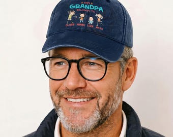 Custom This Grandpa Belongs To Washed Mesh Cap, Grandkids Names Personalized Hat, Father’s Day Gift for Grandpa