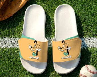 Sandalias Pluto personalizadas, pantuflas con nombre personalizado, cómodas con diseño de Mickey y sus amigos (PVC)