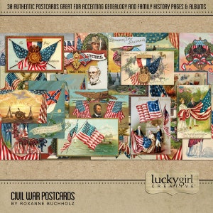 Civil War Postcards Digital Scrapbook Kit