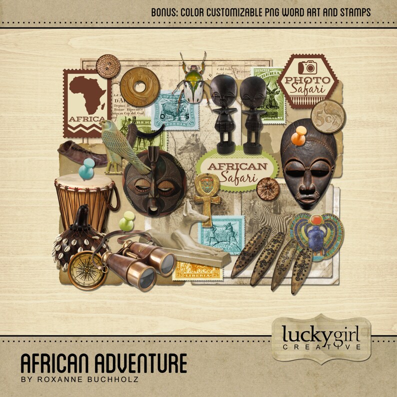 African Adventure Digital Scrapbook Kit Etsy
