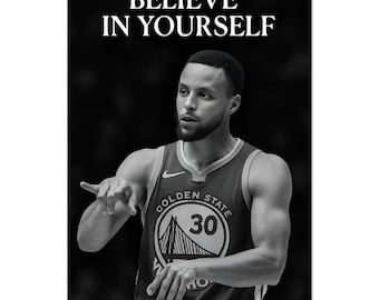 Portretposter Stephen Curry, Golden State Warriors, motiverende sportkunst