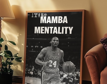 Kobe Bryant-poster 'Mamba Mentality', Lakers-muurkunst