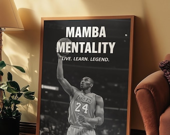 Kobe Bryant Mamba Mentality Poster, Lakers Wall Art
