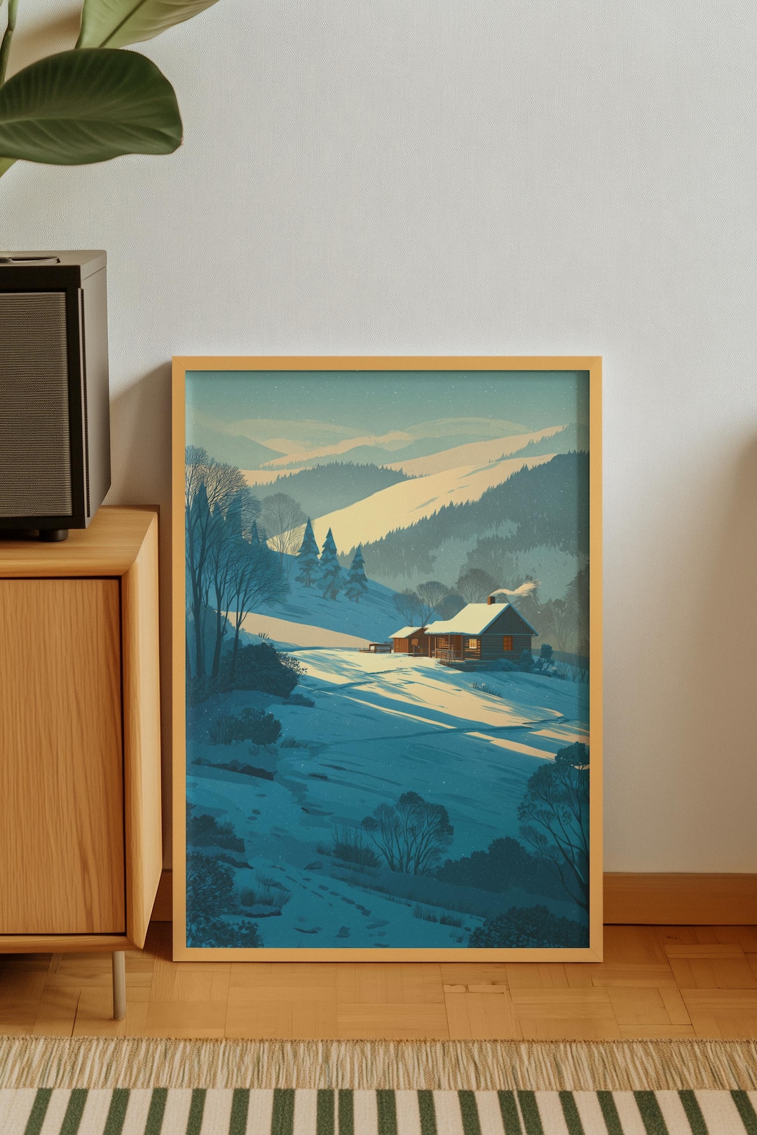 Snowy Cabin Print, Winter Mountain Landscape Art, Cozy Home Decor - Etsy