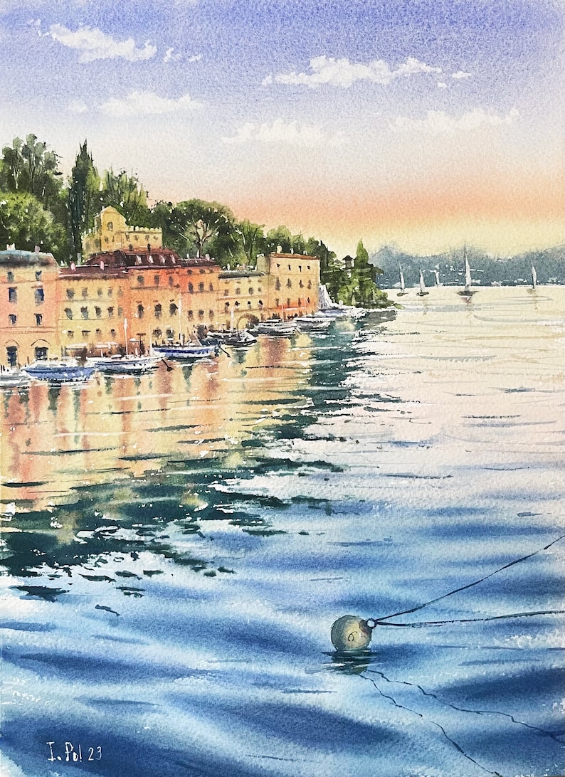 Autocollant Mural Fenêtre Sur Portofino Italie - Vue Coucher De Soleil, 3 Pieds De Large (90cm)