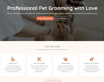 Plantilla web HTML5 / Tema Bootstrap 5 adaptable para peluquerías caninas y spas felinos