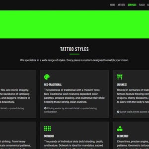 Tattoo Artist Website Template | Dark HTML5 Bootstrap Theme with Portfolio Gallery & Booking Form image 13