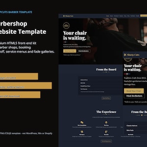 Modèle de site web pour barbier | Thème HTML5 pour salon homme, coupes fade et galerie coiffure