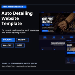 Auto Detailing Website Template | Car Wash & Ceramic Coating HTML5 Theme with Booking Pages