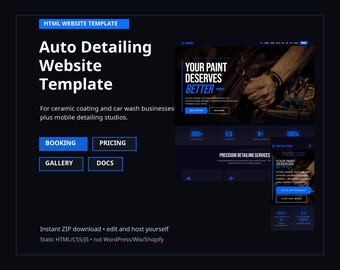 Auto Detailing Website Template | Car Wash & Ceramic Coating HTML5 Theme with Booking Pages