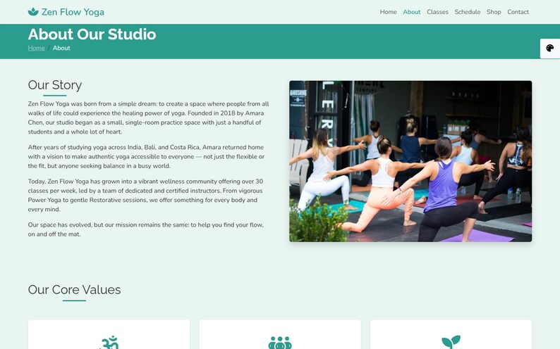 Yoga Studio Website Vorlage | Wellness Instruktor Html 5 Theme mit Stundenplan, Shop & Blog Seiten Bild 2