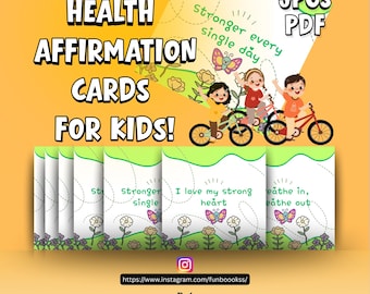 100 Affirmationskarten für Kinder Gesundheit & Wellness | PNGs, JPGs und PDF mit hoher Auflösung