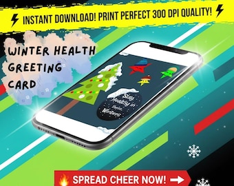 Winter-Gesundheits-Gruß-Karte | Druckbare saisonale Wellness Wunsch | Digital Download Karte
