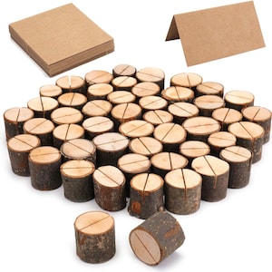 50 Set Holzplatzkartenhalter, Tischnummernhalter Fotohalter für Hochzeitsdekoration mit 50 Karteneinstellungen