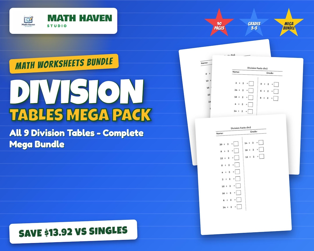 Division Tables Mega Pack | Math Worksheets Bundle (PDF Download) - Etsy UK