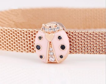 パンドラ リフレクションズ ローズ ピンク レディバード クリップ