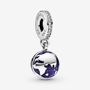 pandora spinning globe blue planet dangle charm pendant