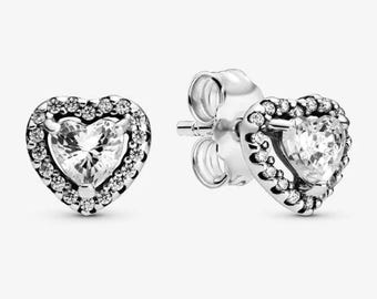 pandora heart love sparkling elevated heart stud earrings s925 silver