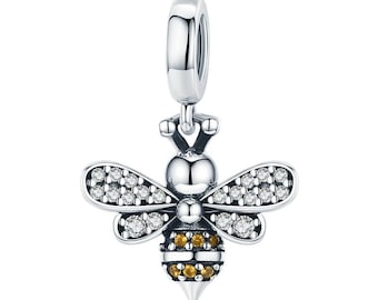 クイーンビーバンブルCZ 925スターリングシルバーチャームビーズフィットブレスレット