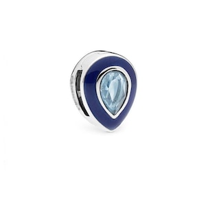 charm de clip Pandora Reflexiones de plata de ley con forma de gota azul deslumbrante
