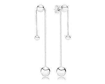 パンドラS925シルバーシンプル調節可能な丸いビーズのイヤリング