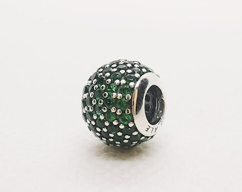 パンドラ スターリングシルバー S925 ダークグリーン パヴェライトビーズ