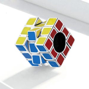 sterling silver 925 rubik’s cube charm rubik rubix puzzle