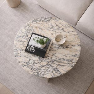 Table Basse 2 En 1 Ronde Effet Marbré - Dimensions 60x45x60 Cm - Acier Et Aggloméré - Neuf