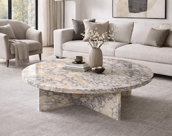 Handmade Natural Marble Coffee Table, Modern Living Room Furniture