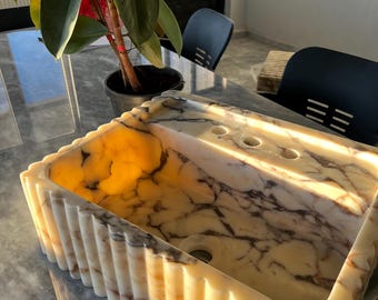 Custom Size Handcarved Calacatta Viola Marble Sink – A Luxurious Vessel Sink Ideal for Bathroom Vanities