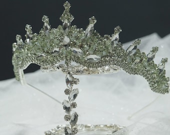 Colorful Crystal Princess Crown – Sparkly Hair Accessory for Special Occasions,  Quinceanera Tiara