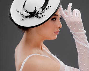 Couture Fascinator Hat for Women, Luxury Derby Hat, Elegant Wedding Guest Headpiece, Designer Cocktail Hat