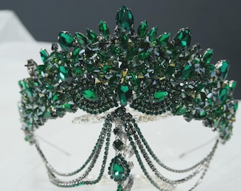 Crystal Bridal Tiara, Princess Wedding Crown, Colored Crystal Crown, Prom Tiara, Quinceanera Tiara, Special Occasion Hair, 6 Colors